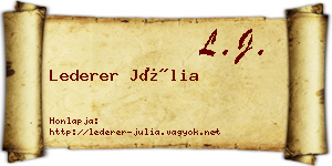 Lederer Júlia névjegykártya